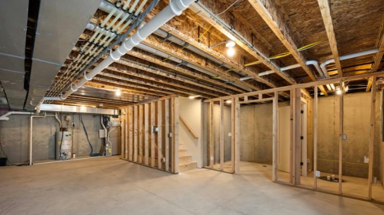 Basement waterproofing before basement finishing in Long Island