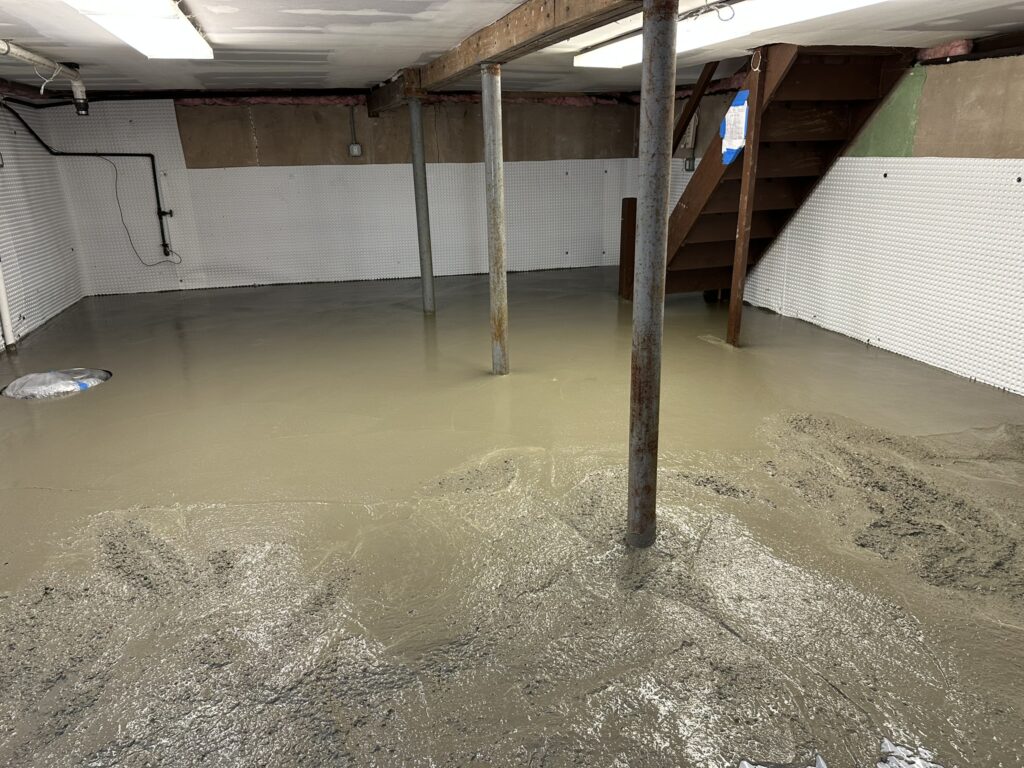 Basement Floor Poured and Waterproofed in Long Island