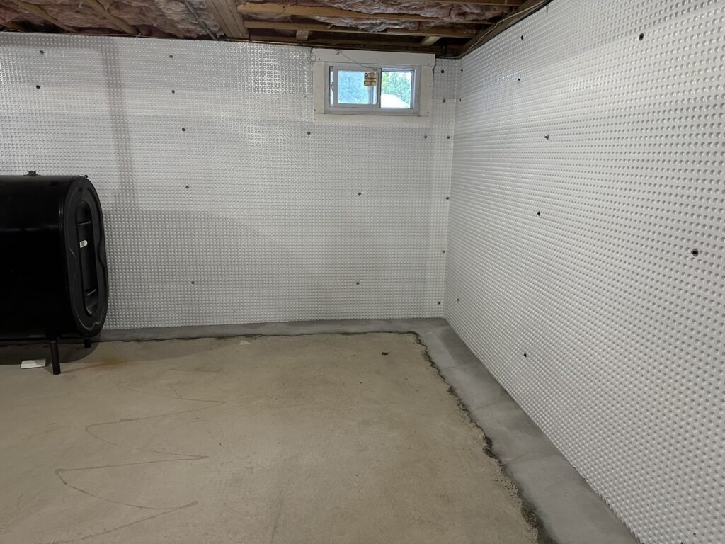 Interior perimeter french drain installed in Long Island