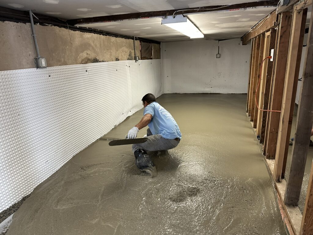 Basement Waterproofing in Process in Long Island