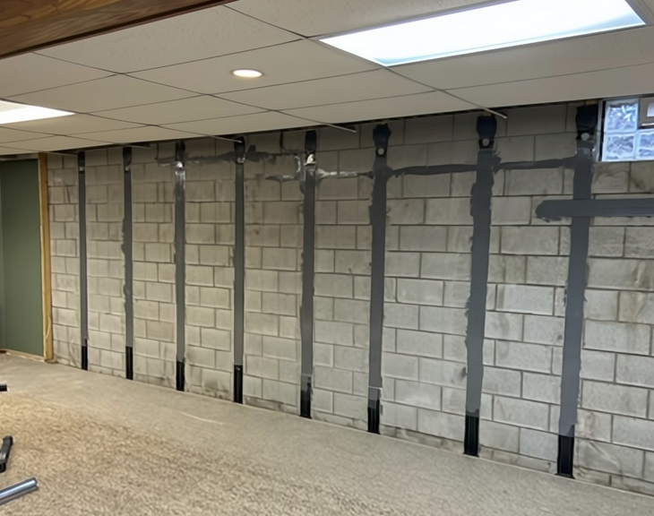 Interior foundation repair in Long Island, carbon fiber straps